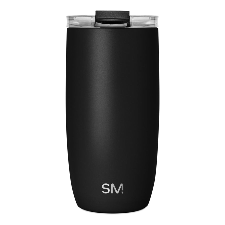 Voyager Tumbler with Clear Flip Lid & Straw - 16oz / Midnight Black / Flip + Straw